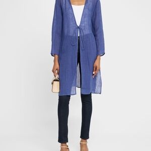 NWT Eileen Fisher Tie-Front Gauzy Organic Linen Jacket Sz S Blue